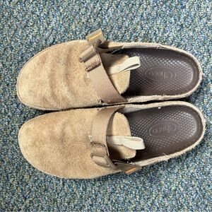 Chaco Tan Suede Slip-On Clogs